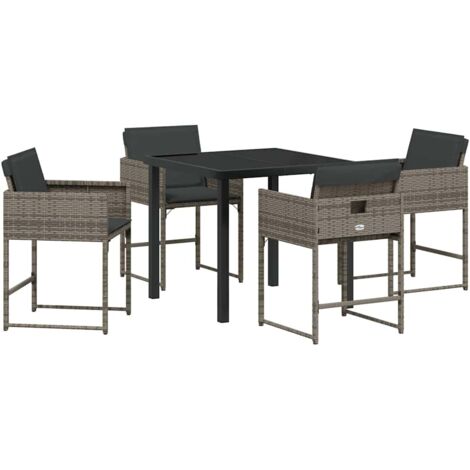 Garden Dining Set 5 pcs Grey Poly Rattan vidaXL (1/5)