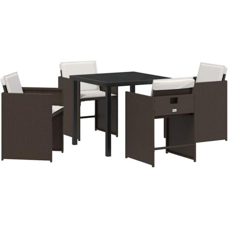 Garden Dining Set 5 pcs Brown Poly Rattan vidaXL (1/5)