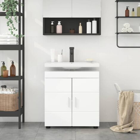 Bathroom Cabinet Set TULUM High Gloss White 60 x 34 x 63 cm vidaXL