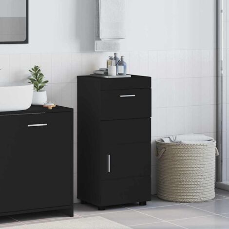 Bathroom Cabinet Set with Drawer TULUM Black 37 x 31.5 x 82 cm vidaXL (1/5)