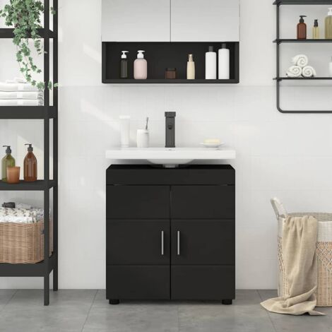 Bathroom Cabinet Set with Storage TULUM Black 60 x 34 x 63 cm vidaXL (1/5)