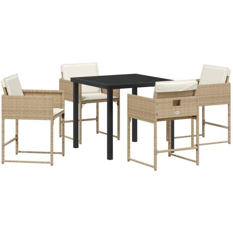 Garden Dining Set 5 pcs Beige Poly Rattan vidaXL (1/5)