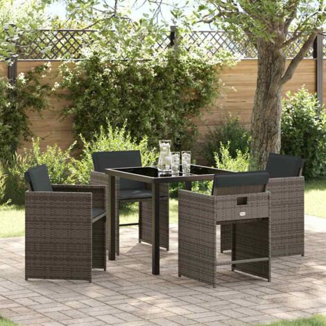 Garden Dining Set 5 pcs Grey Poly Rattan vidaXL (1/5)