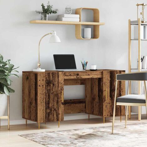 Desk with Shelf Old wood 140 x 50 x 75 cm Engineered wood vidaXL (1/5)