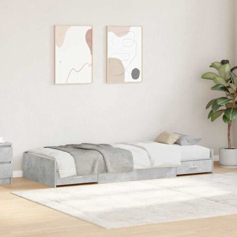 Bed Frame with Drawer Concrete Grey 90 x 200 cm Engineered Wood vidaXL