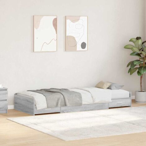Bed Frame with Drawer Grey Sonoma 80 x 200 cm Engineered Wood vidaXL