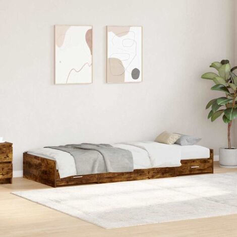 Bed Frame with Headboard Smoked Oak 80 x 200 cm Engineered Wood vidaXL