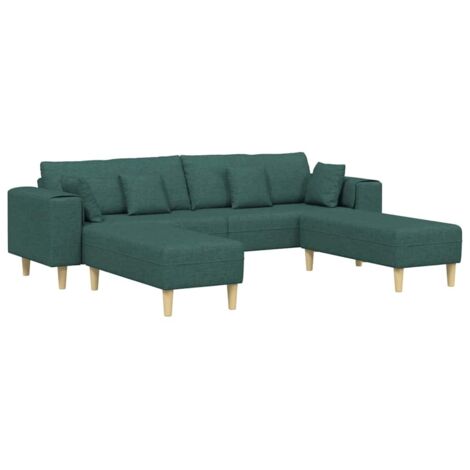 Fabric Sofa with Cushion 3 pcs Dark Green 208 cm Fabric vidaXL (1/5)
