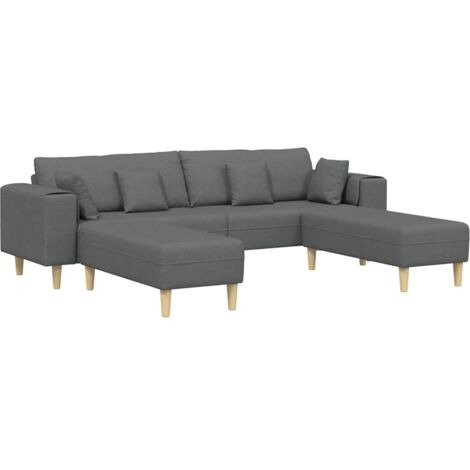 Fabric Sofa with Cushion Dark Grey 208 cm Fabric vidaXL