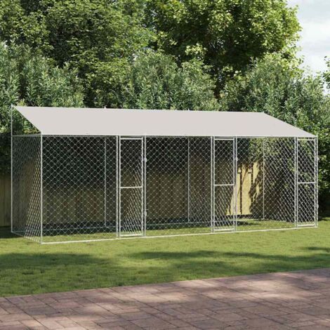 Dog Cage Silver 600 x 200 x 256 cm Galvanised Steel vidaXL
