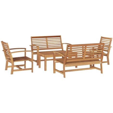 Garden Sofa Set Natural Solid teak wood vidaXL