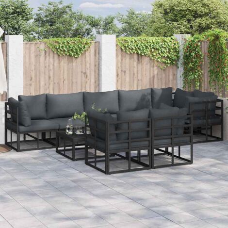 Garden Sofa Set with Cushion Black Aluminium vidaXL (1/5)