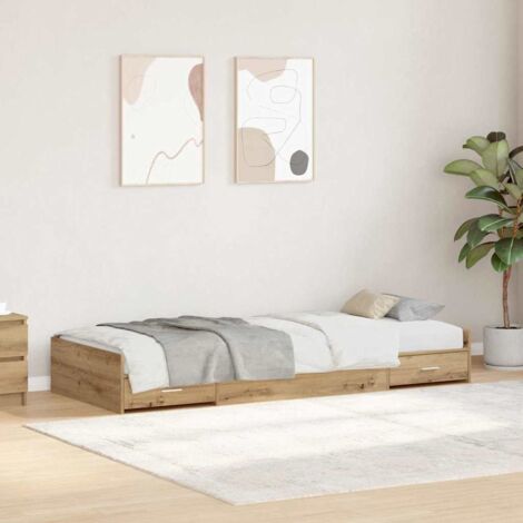 Bed Frame with Drawer Artisan Oak 80 x 200 cm Engineered Wood vidaXL