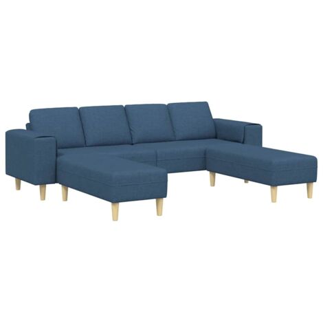 Sofa Set Blue Fabric vidaXL (1/5)