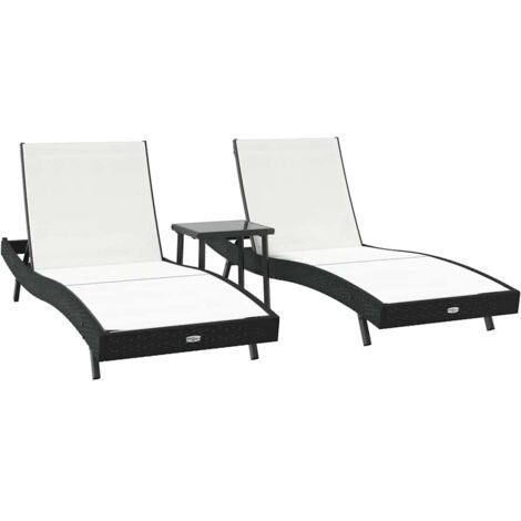 Sun Loungers 3 pcs Black and White 40 x 40 x 40.5 cm vidaXL (1/5)