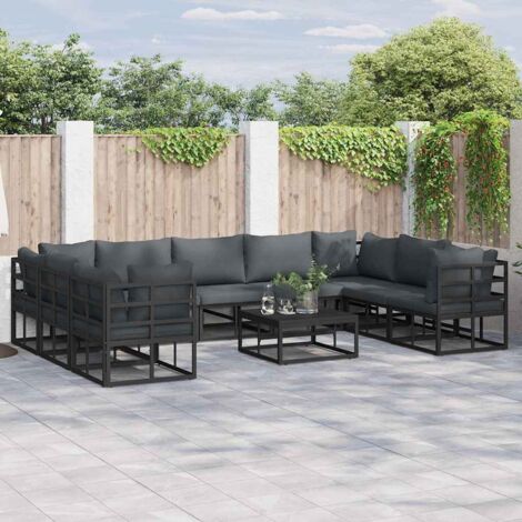 Garden Sofa Set with Cushion Black Aluminium vidaXL (1/5)