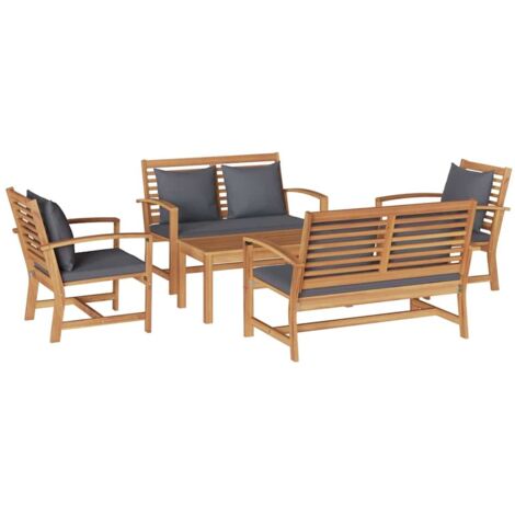 Garden Sofa Set Natural Solid teak wood vidaXL