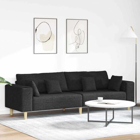 Fabric Sofa with Cushion Black 208 cm Fabric vidaXL