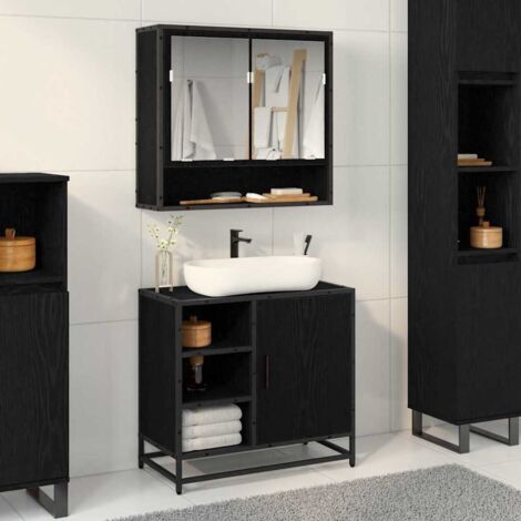 Bathroom Sink Cabinet Black oak 65 x 33 x 60 cm Engineered wood vidaXL (1/5)