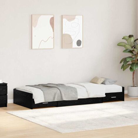 Bed Frame with Headboard Black Oak 90 x 200 cm Engineered Wood vidaXL