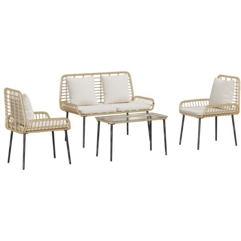 Garden Furniture Set 4 pcs Brown and Black and Cream vidaXL (1/5)