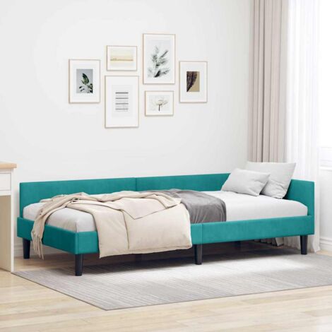 Corner Bed Frame with Headboard Turquoise 100 x 200 cm vidaXL