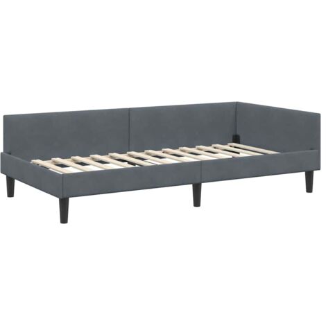 Corner Bed Frame with Headboard Dark grey 100 x 200 cm vidaXL