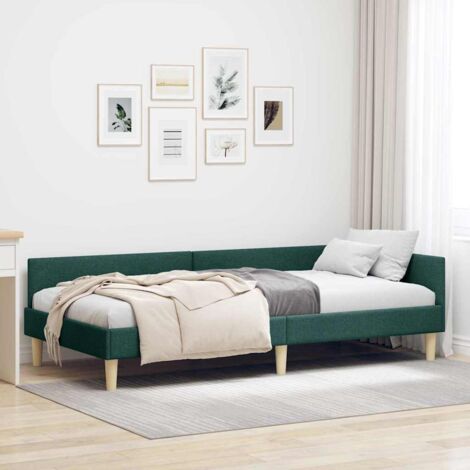 Corner Bed Frame with Headboard Dark Green 80 x 200 cm Fabric vidaXL