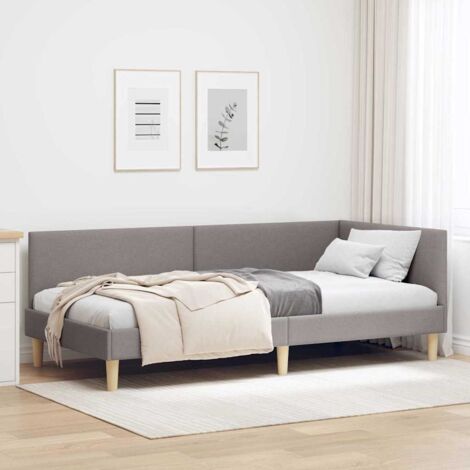 Corner Bed Frame Taupe 100 x 200 cm Fabric and Engineered wood vidaXL