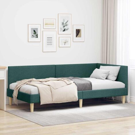 Corner Bed Frame with Headboard Dark green 80 x 200 cm vidaXL
