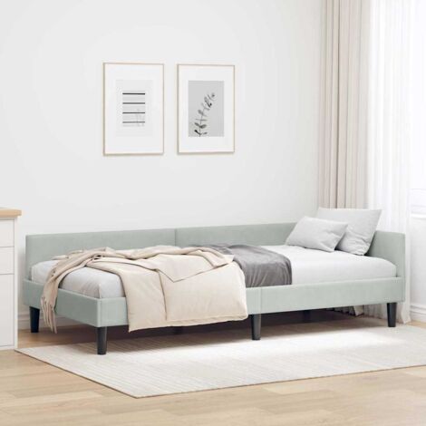 Corner Bed Frame with Headboard Light grey 80 x 200 cm vidaXL