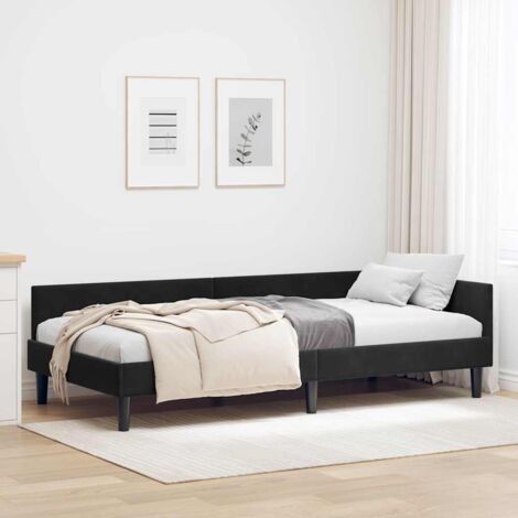 Corner Bed Frame Black 80 x 200 cm Velvet and Engineered wood vidaXL