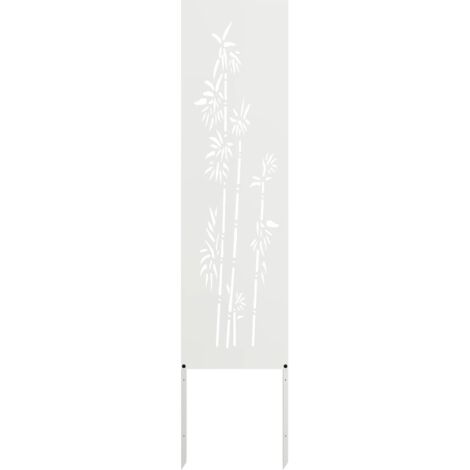 Garden Privacy Screen White 32 x 140 cm Cold-rolled steel vidaXL