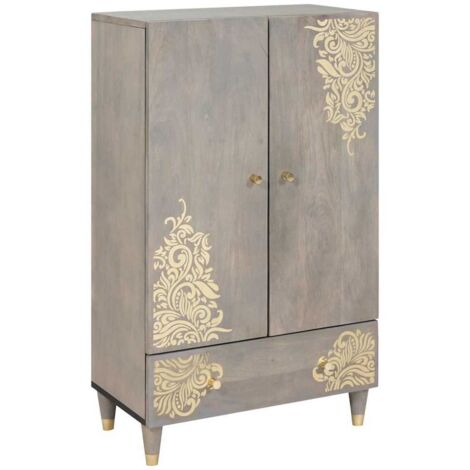 Highboard Grey and Gold 60 x 33.5 x 100 cm Solid Mango wood vidaXL