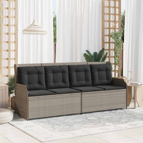 Garden Bench with Cushion Light grey Poly rattan vidaXL (1/5)