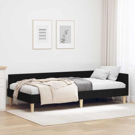 Corner Bed Frame with Headboard Black 90 x 200 cm Fabric vidaXL