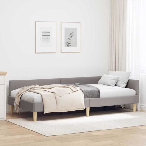 Corner Bed Frame with Headboard Taupe 100 x 200 cm Fabric vidaXL