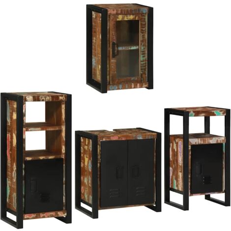 Bathroom Furniture Set 4 pcs Multicolour Solid Reclaimed Wood vidaXL (1/5)