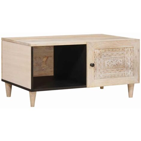 Coffee Table with Shelf Beige 80 x 50 x 40 cm Solid mango wood vidaXL (1/5)