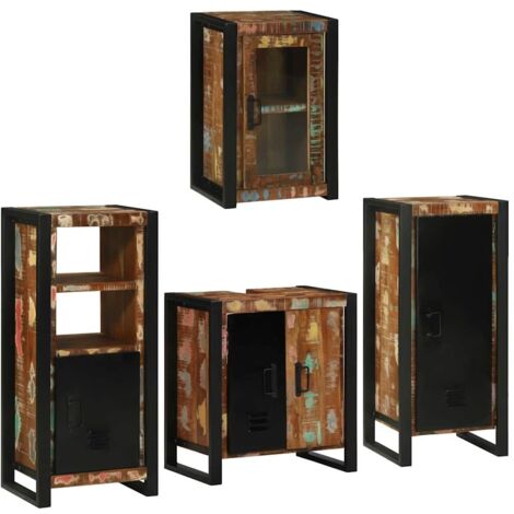 Bathroom Furniture Set 4 pcs Multicolour Solid Reclaimed Wood vidaXL (1/5)