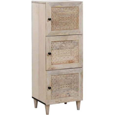 Highboard with Shelf White 40 x 33 x 110 cm Solid mango wood vidaXL (1/5)