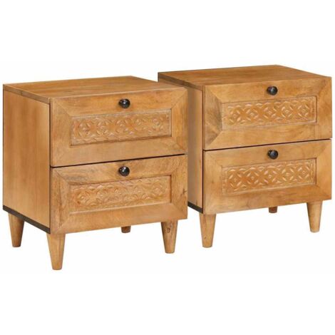Bedside Table with Drawer 2 pcs Light brown 40 x 33 x 46 cm vidaXL