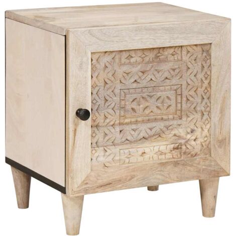 Bedside Table Beige 40 x 33 x 46 cm Solid mango wood vidaXL