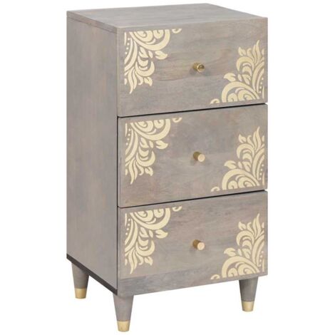 Sideboard Grey and Gold 40 x 33.5 x 75 cm Solid Mango wood vidaXL (1/5)