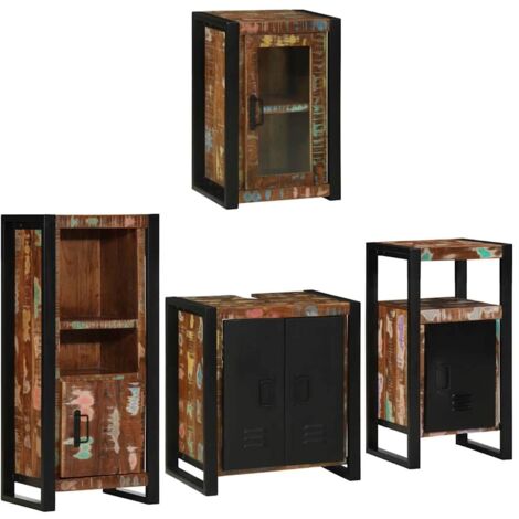 Bathroom Furniture Set 4 pcs Multicolour Solid Reclaimed Wood vidaXL (1/5)