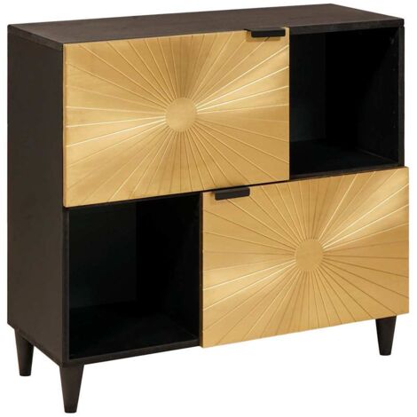 Side Cabinet Black and Gold 80 x 33.5 x 75 cm Solid mango wood vidaXL