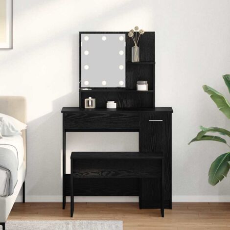 Dressing Table Set Black oak 86.5 x 35 x 136 cm Engineered wood vidaXL (1/5)