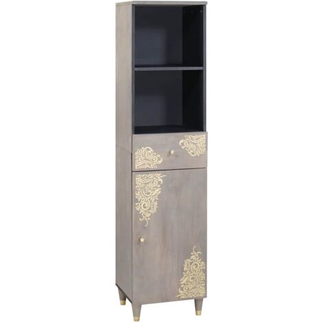 Sideboard with Drawer Grey 38 x 33.5 x 160 cm Solid Mango wood vidaXL (1/5)