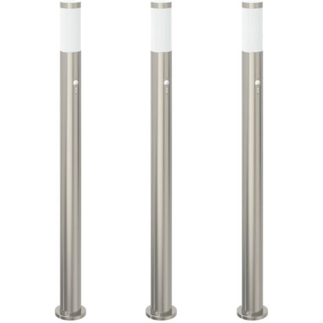 Bollard Lights with Sensor 3pcs 110 cm Stainless Steel IP44 vidaXL