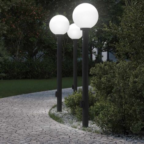 Bollard Lights with Sensor&Outlet 3 pcs 120 cm Black IP44 vidaXL
